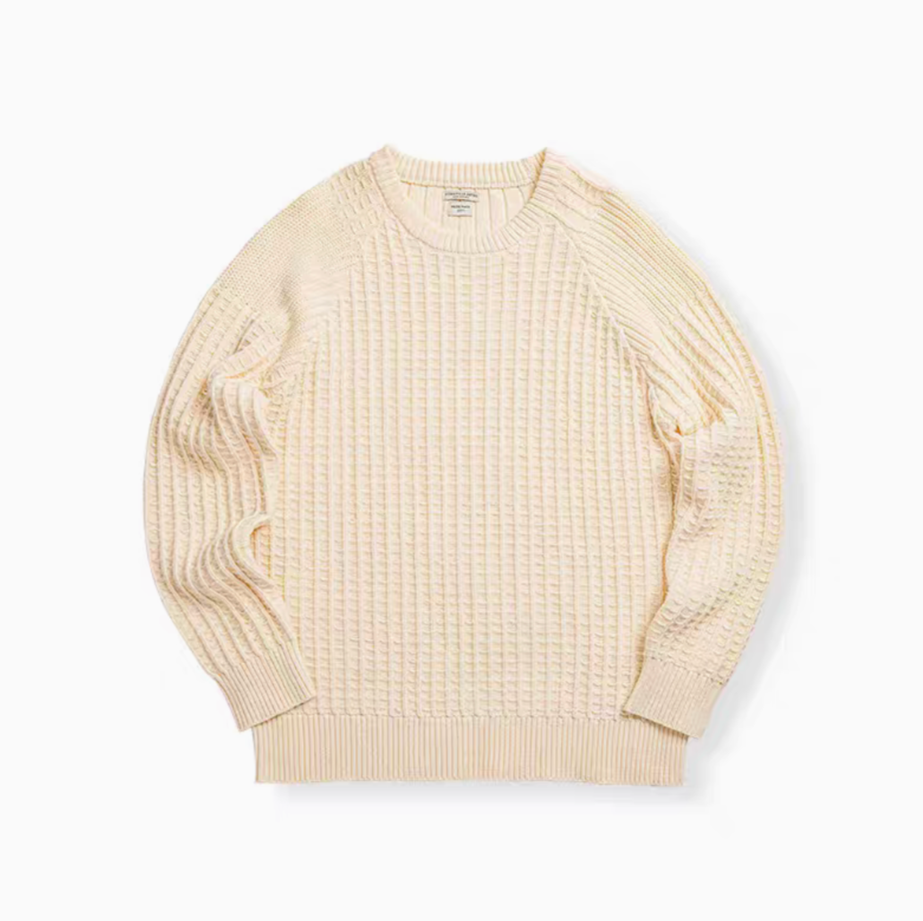 Waffle Knit Crewneck Sweater