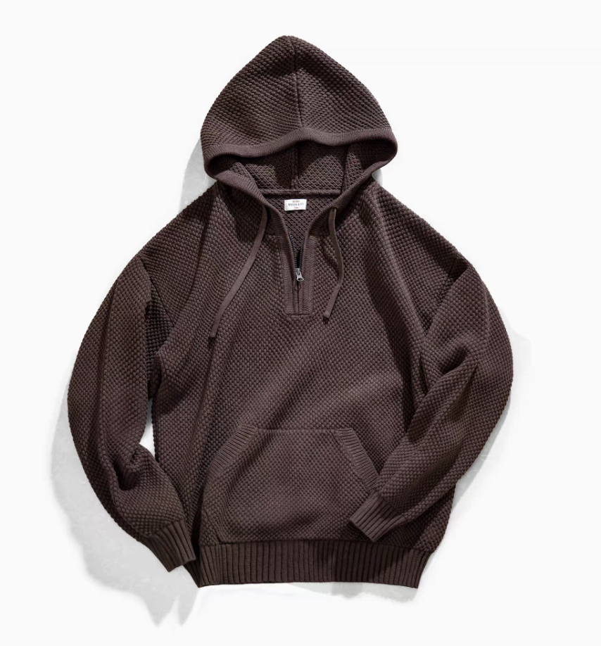 Textured Knit Quarter-Zip Hoodie