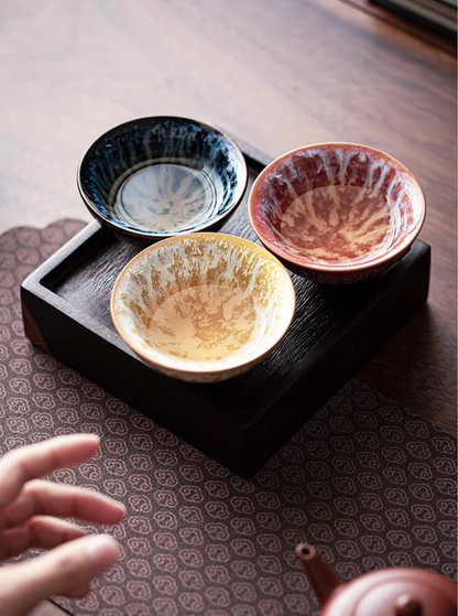 Nine-Color Glaze Variation Tea Cup Set