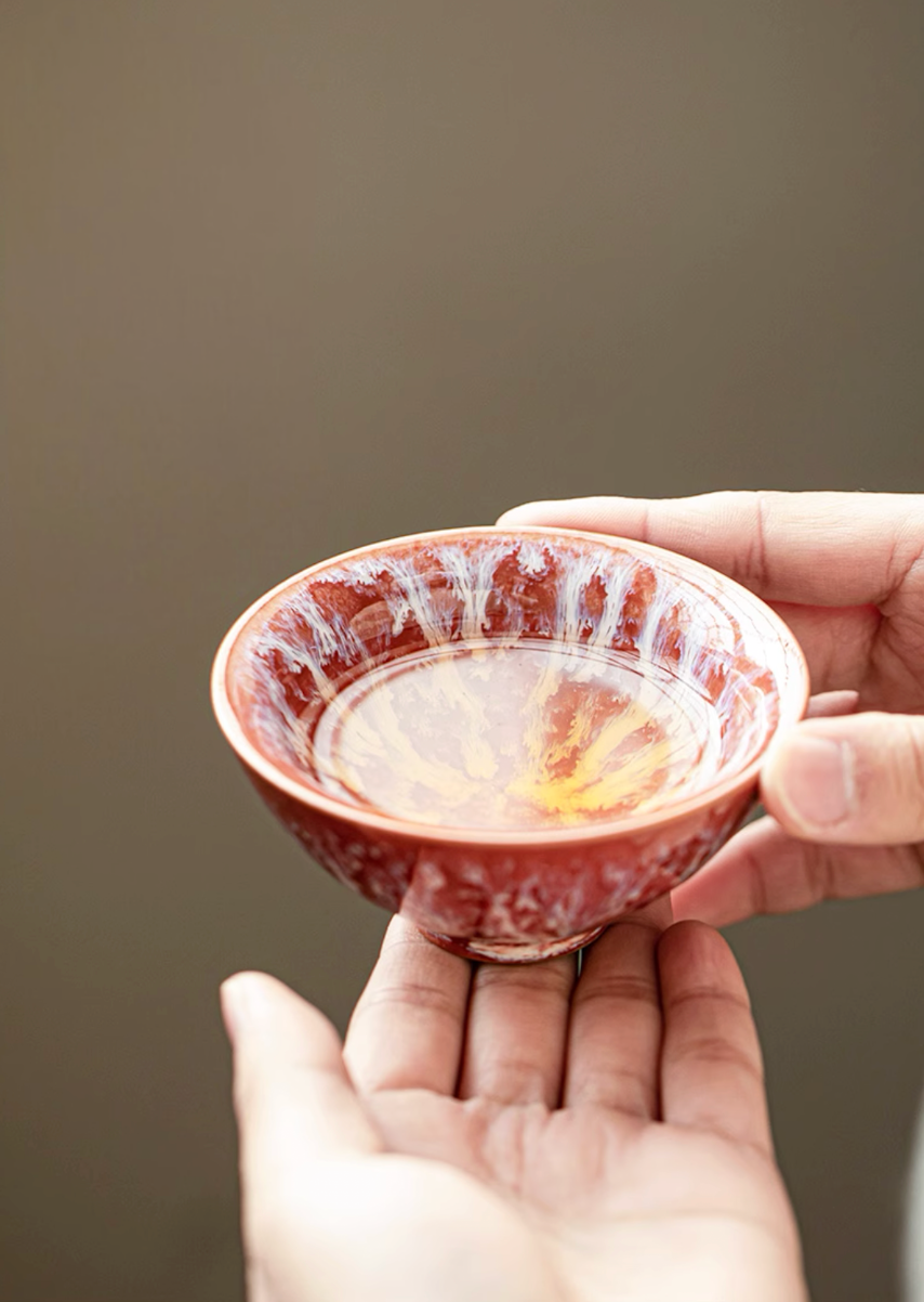 Nine-Color Glaze Variation Tea Cup Set