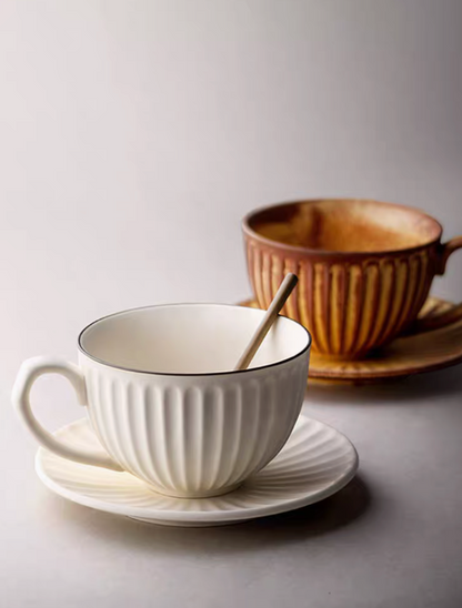 Striped Ceramic Cappuccino Art Cup