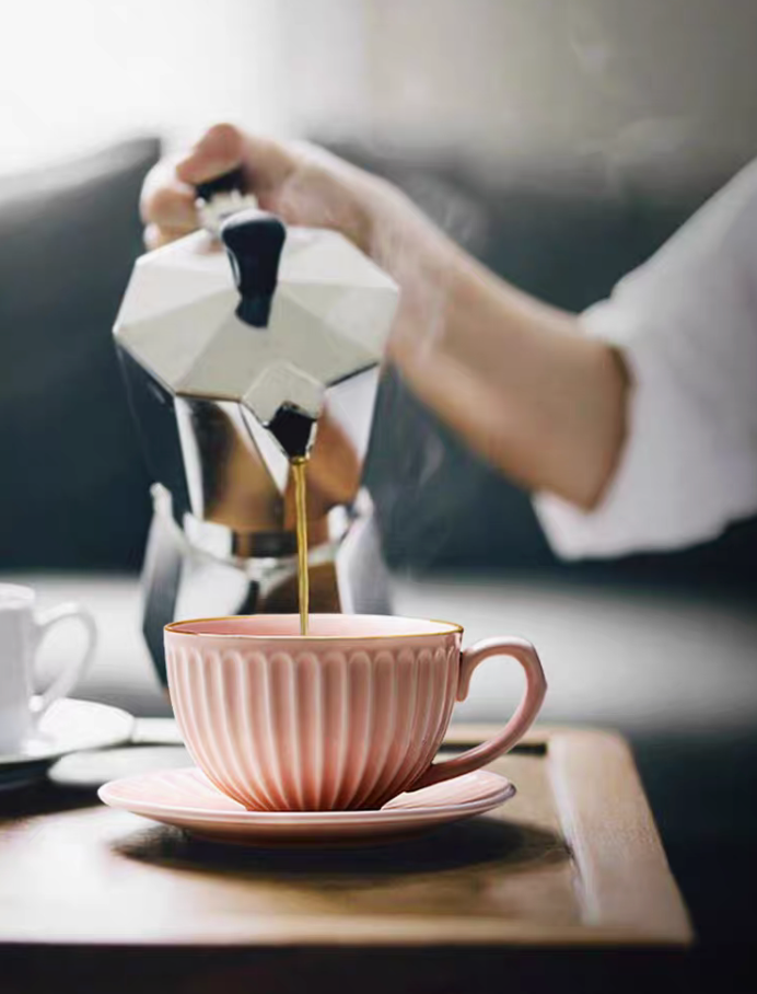 Striped Ceramic Cappuccino Art Cup