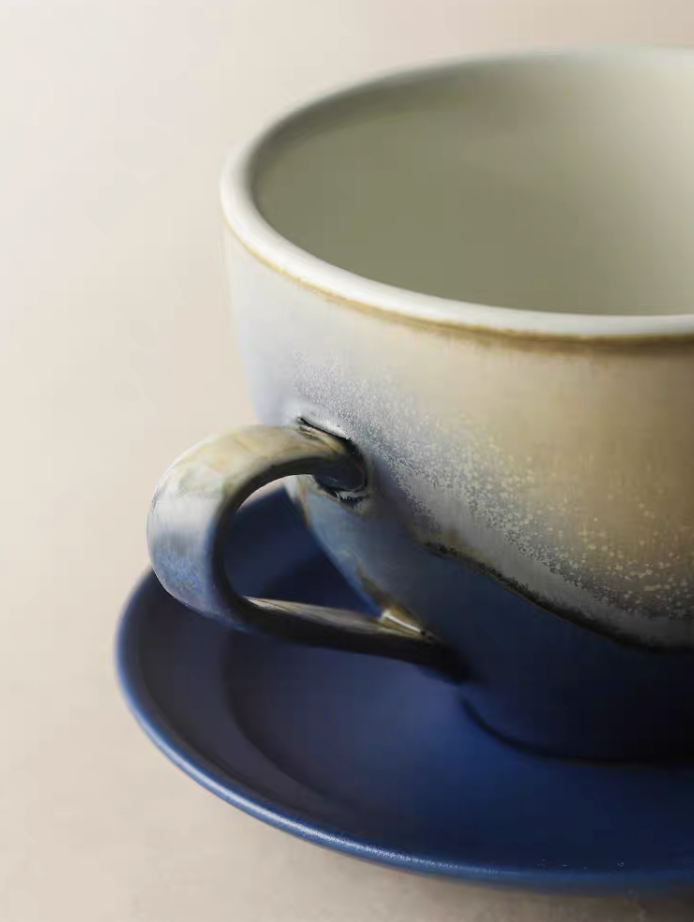 Eastern Serenity Ceramic Coffee Cup and Saucer Set