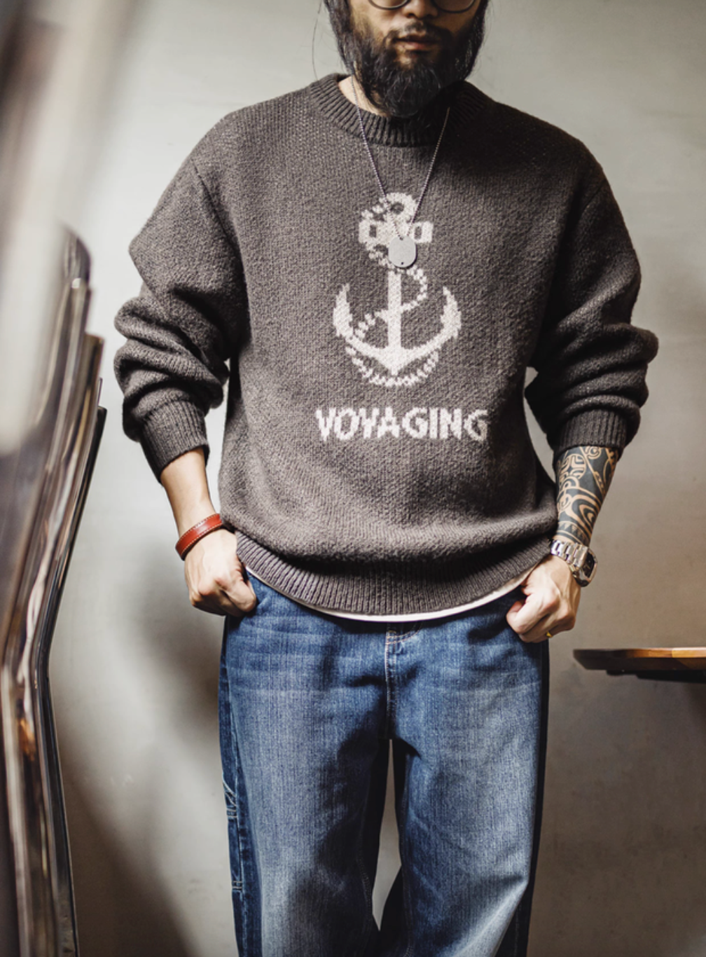 Nautical Anchor Knit Sweater