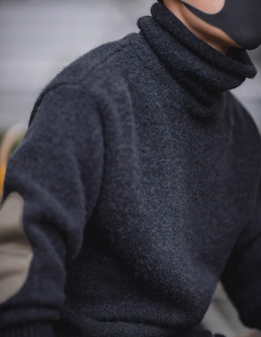 Elbow Patch Turtleneck Sweater