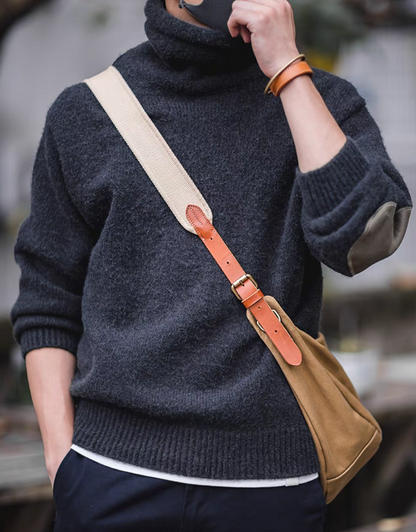 Elbow Patch Turtleneck Sweater