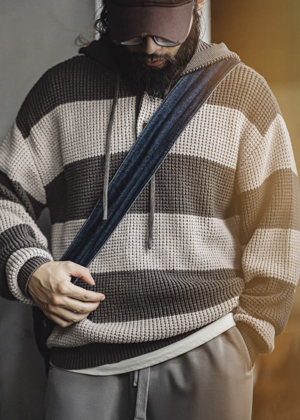 Striped Horizon Knit Hoodie