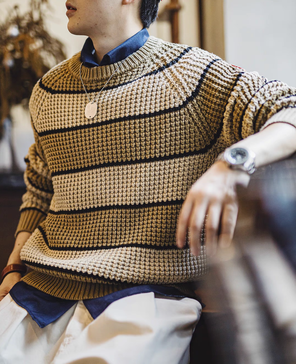 Waffle Ridge Stripe Sweater