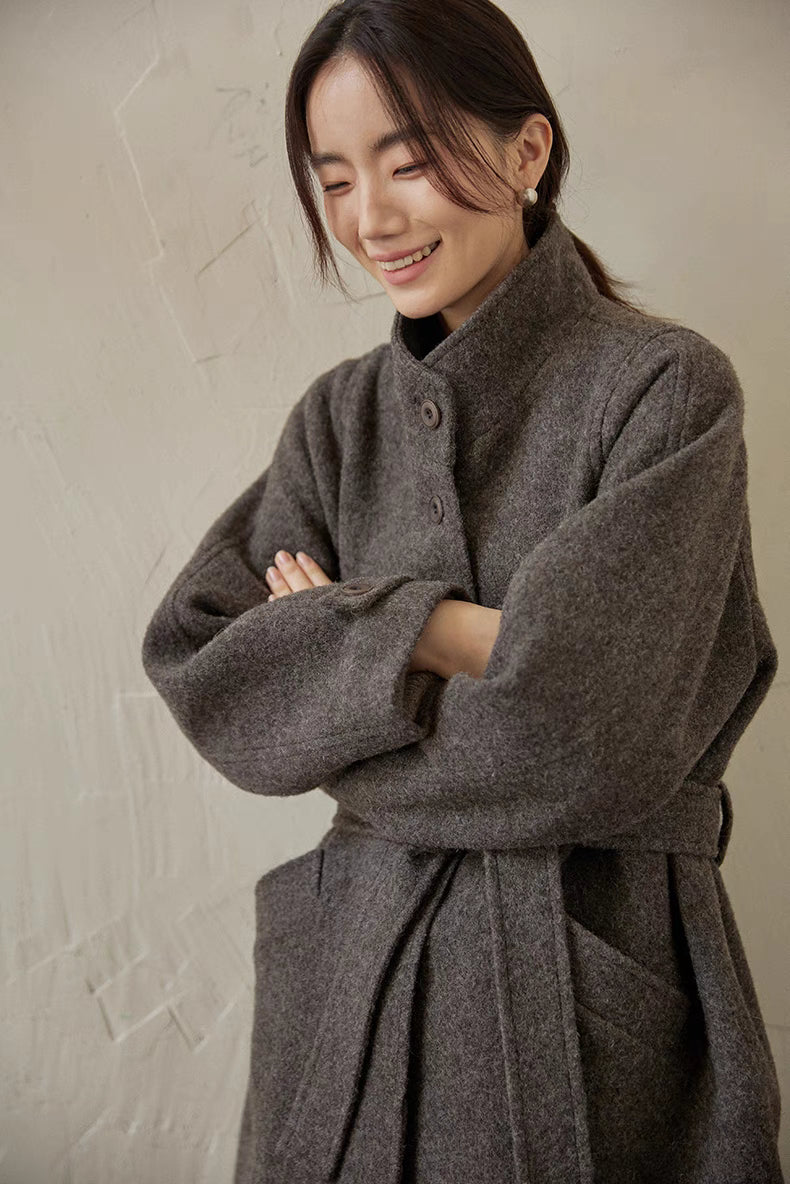 Ashen Wool Belted Jacket