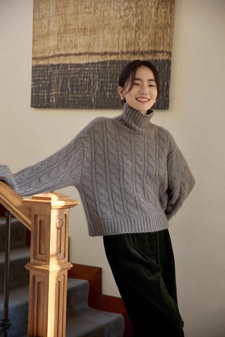 Fjord Cable-Knit Wool Turtleneck