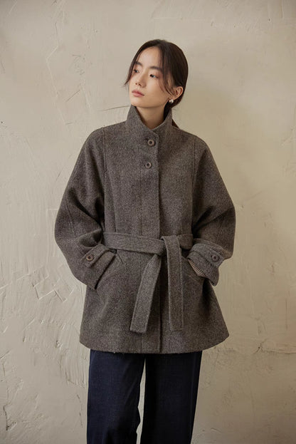 Ashen Wool Belted Jacket