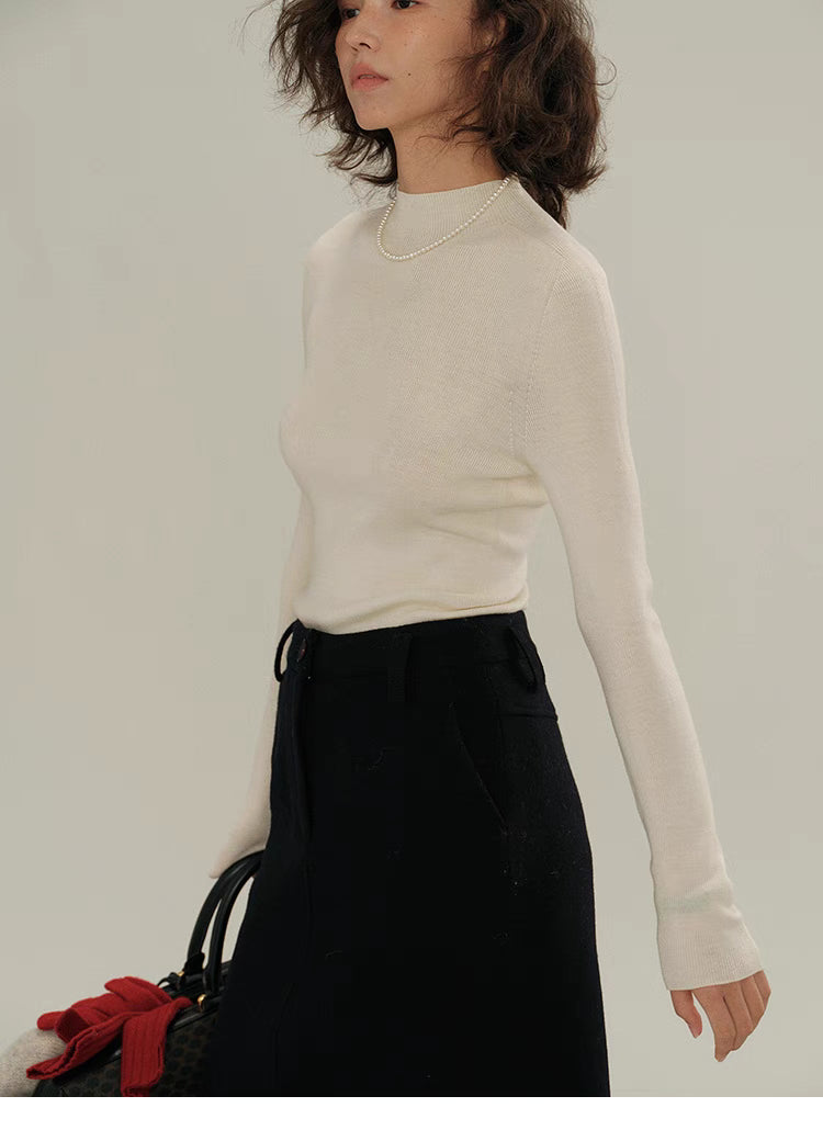 Classic Merino Wool Mock Neck Top