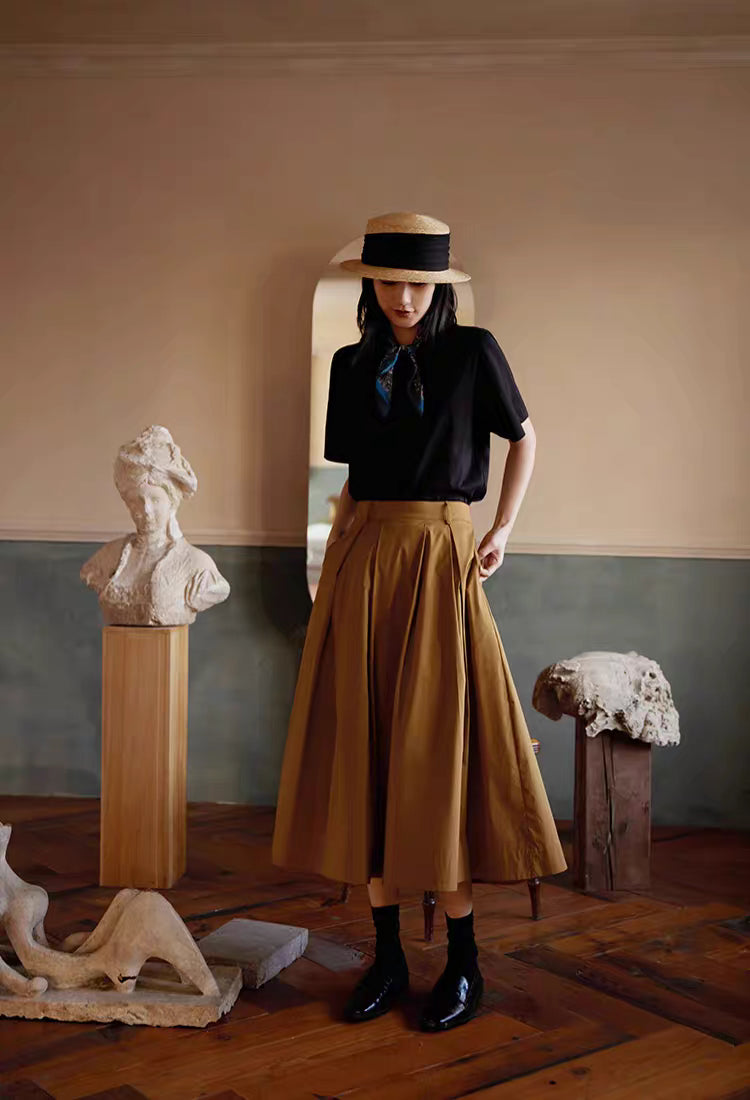 The Sculptural Pleat A-Line Skirt