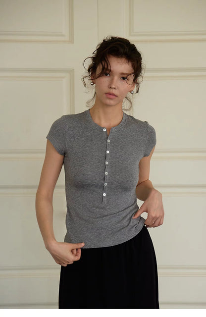 Soft Cotton Henley Top