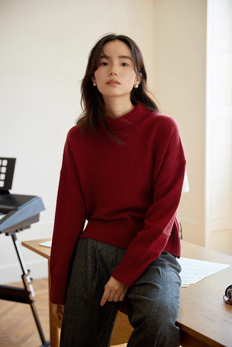 Bordeaux Wool-Cashmere Turtleneck