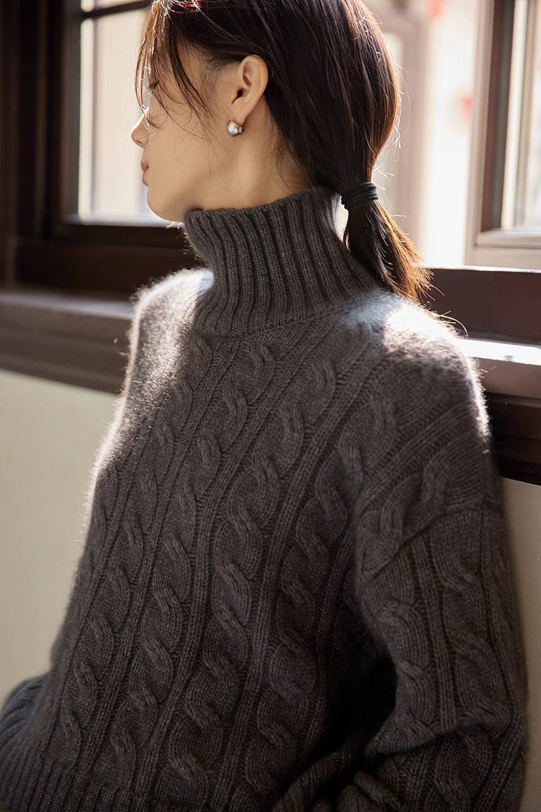 Fjord Cable-Knit Wool Turtleneck