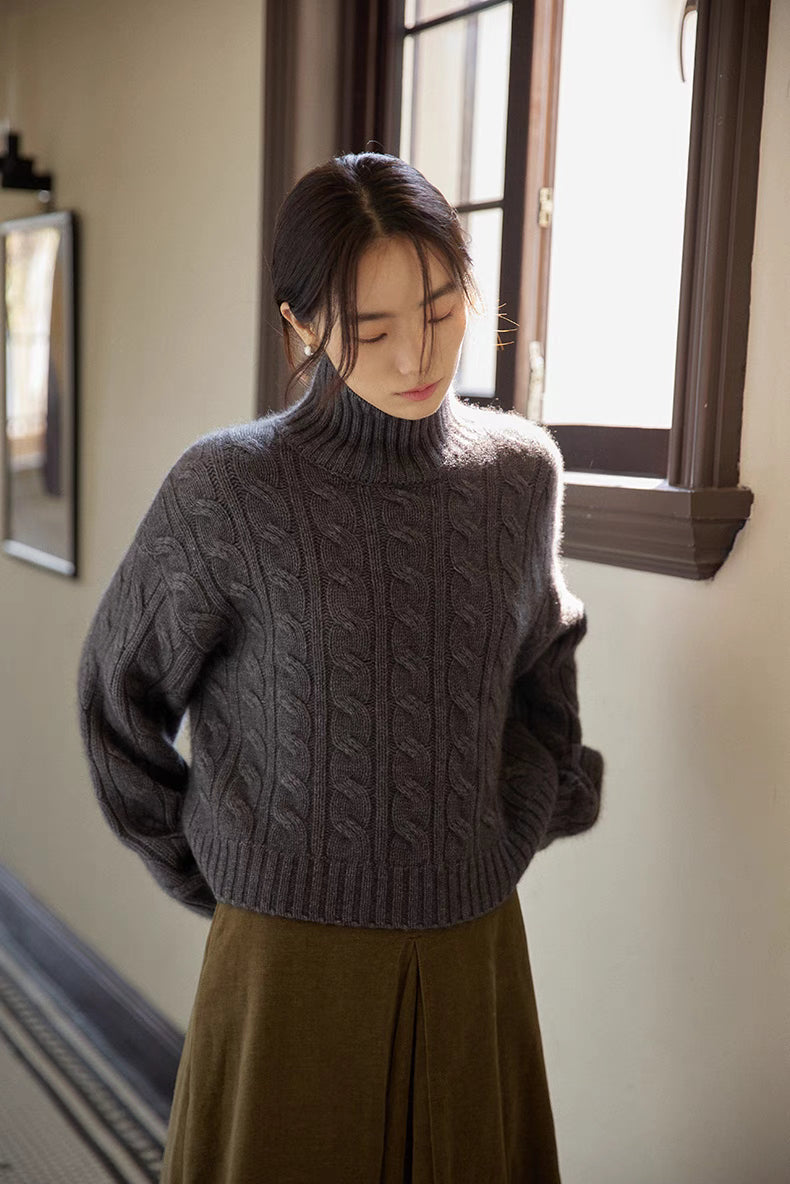 Fjord Cable-Knit Wool Turtleneck