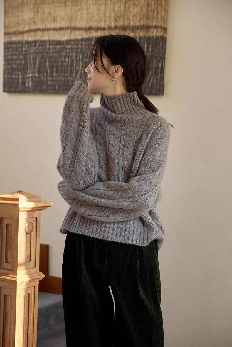 Fjord Cable-Knit Wool Turtleneck