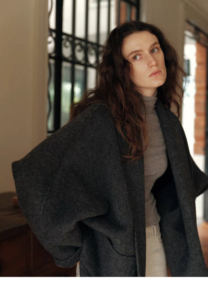 Yak-Wool Blend Wrap Coat