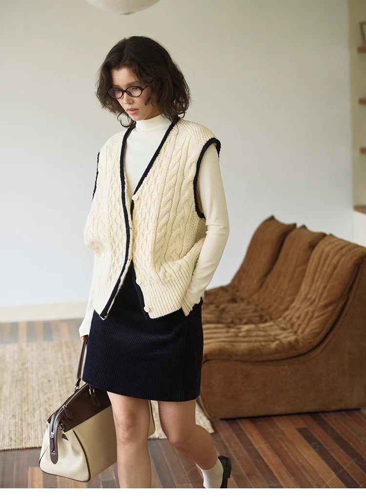 Textured Cable Knit Cardigan