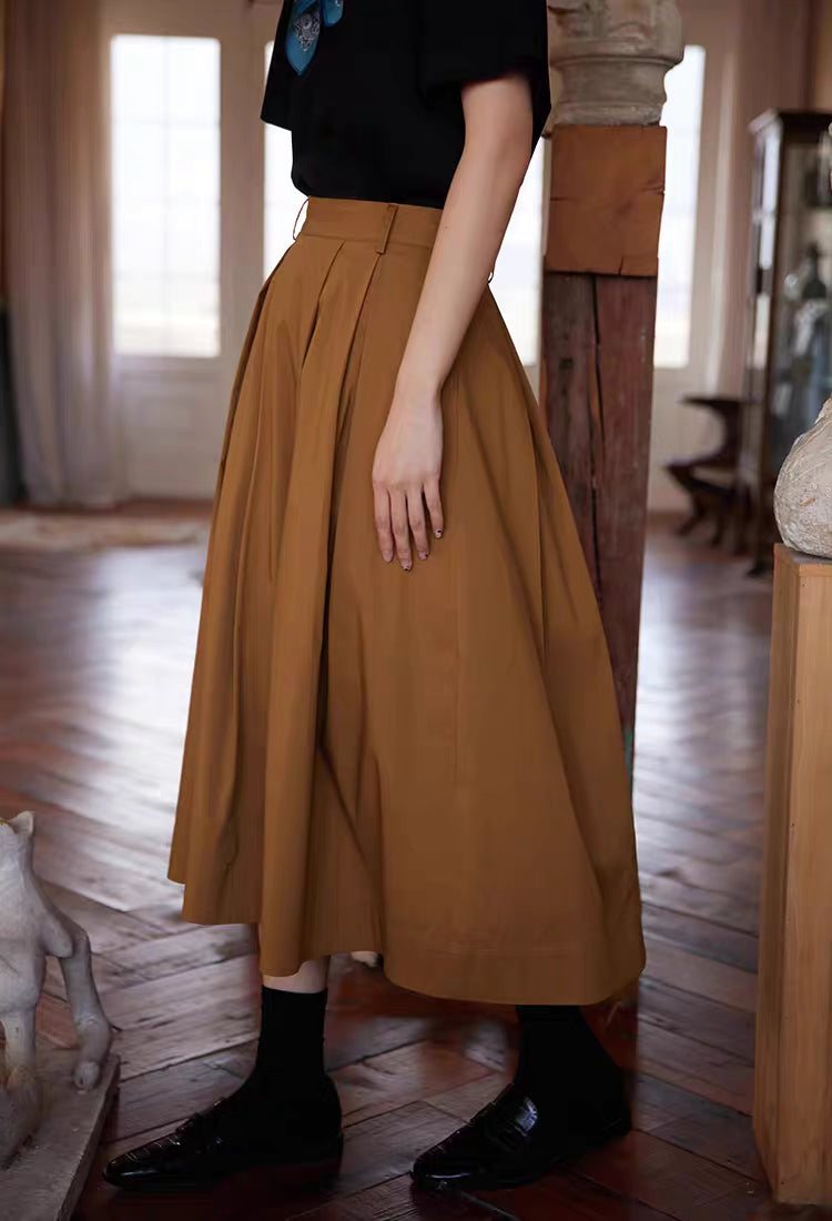 The Sculptural Pleat A-Line Skirt