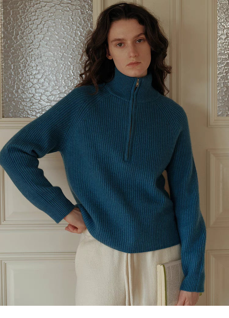 The Retro Ribbed Half-Zip Sweater