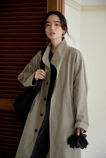 Vintage-Wash Linen Trench