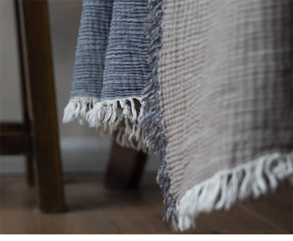 Cozy Dual-Color Cotton Throw Blanket – Reversible &amp; Lightweight