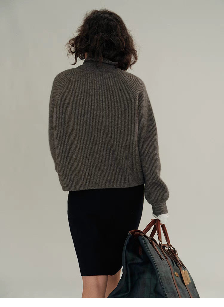 Ribbed Wool-Blend Zip Sweater