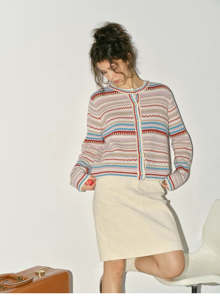 Nordic Fair Isle Striped Cardigan