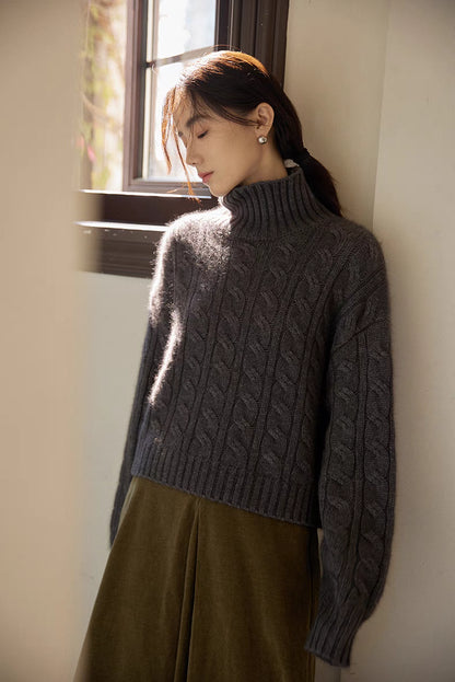 Fjord Cable-Knit Wool Turtleneck