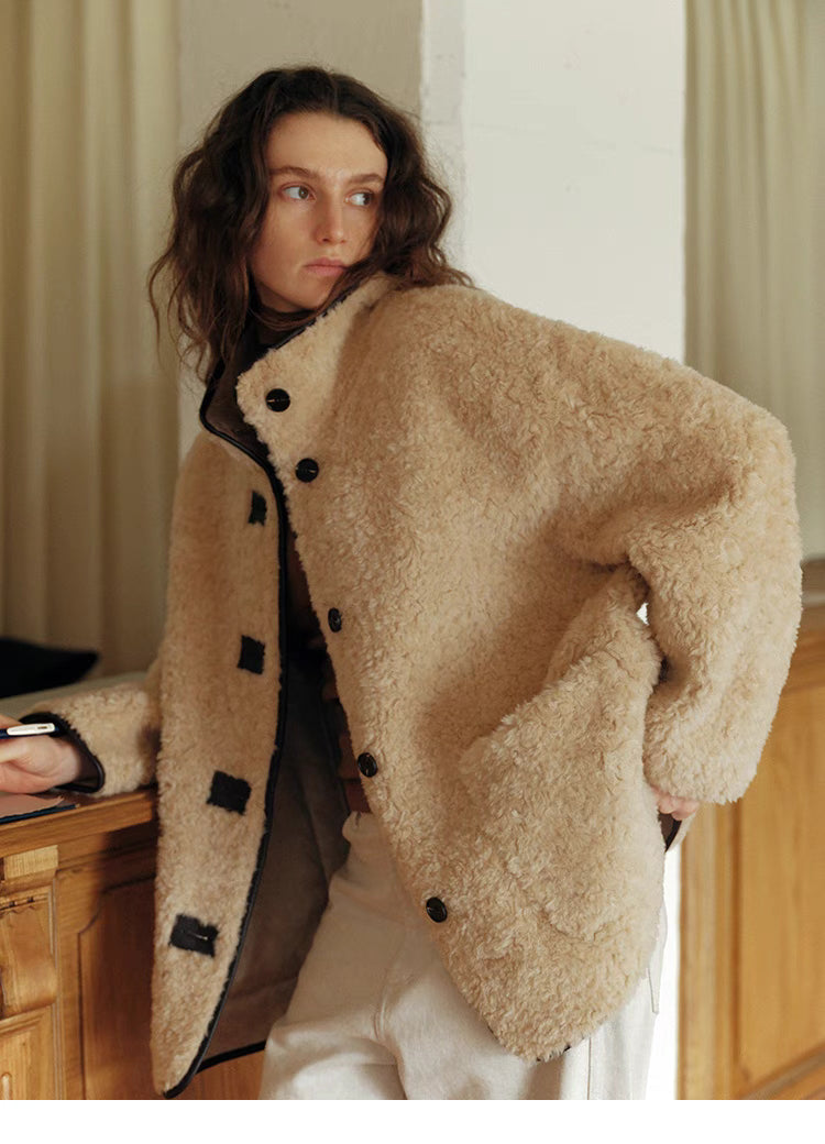 Luxe Contrast Shearling Coat