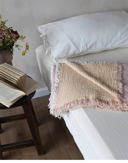 Cozy Dual-Color Cotton Throw Blanket – Reversible &amp; Lightweight