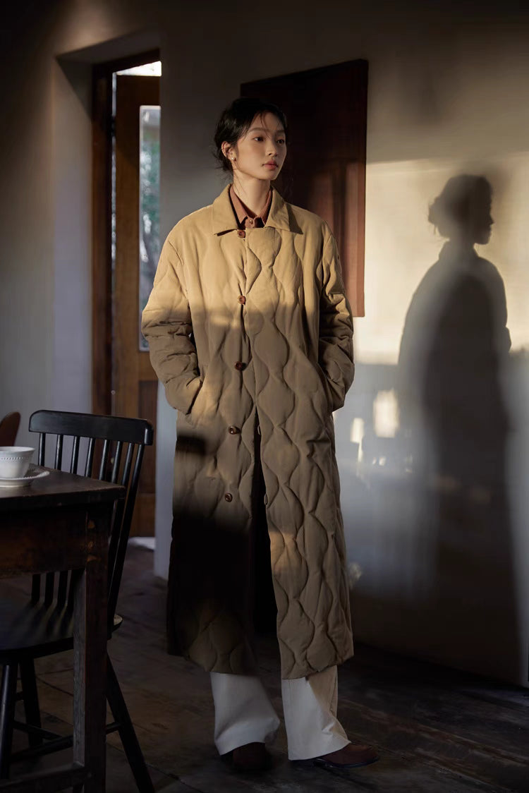 Gourd Stitch Longline Coat