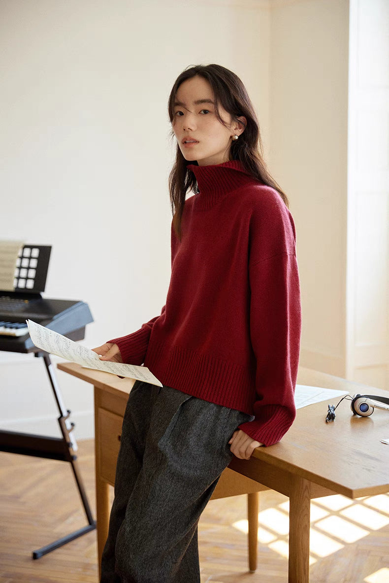 Bordeaux Wool-Cashmere Turtleneck