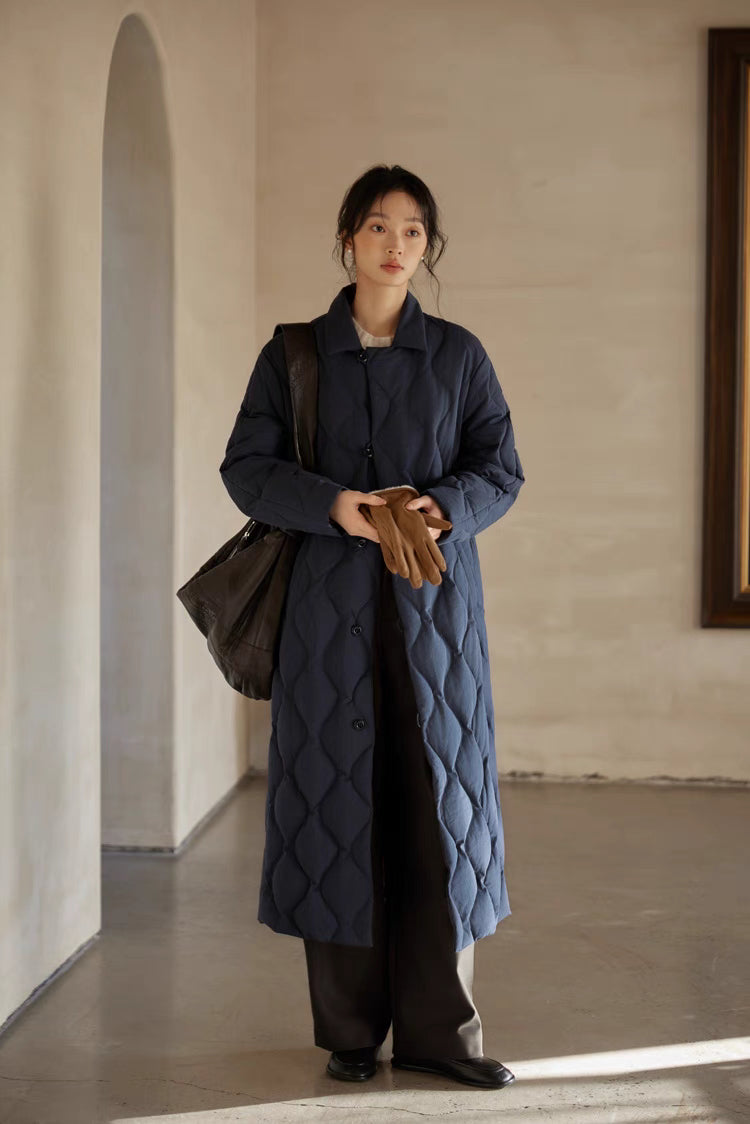 Gourd Stitch Longline Coat