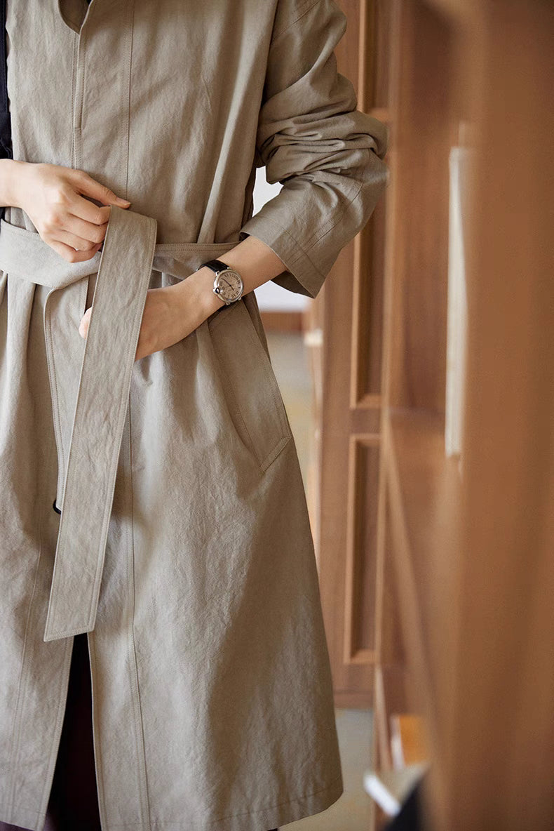 Vintage-Wash Linen Trench