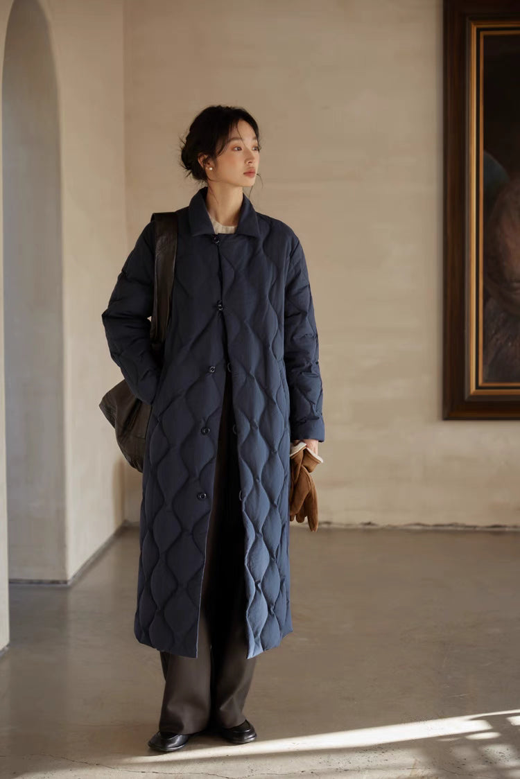 Gourd Stitch Longline Coat