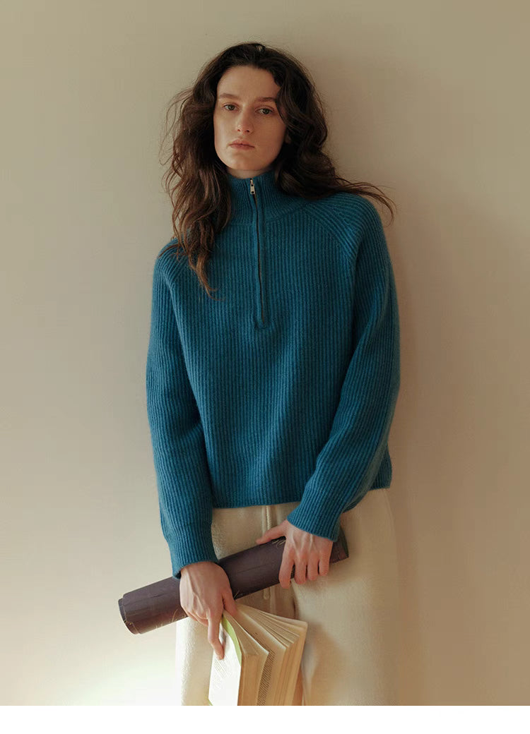 The Retro Ribbed Half-Zip Sweater