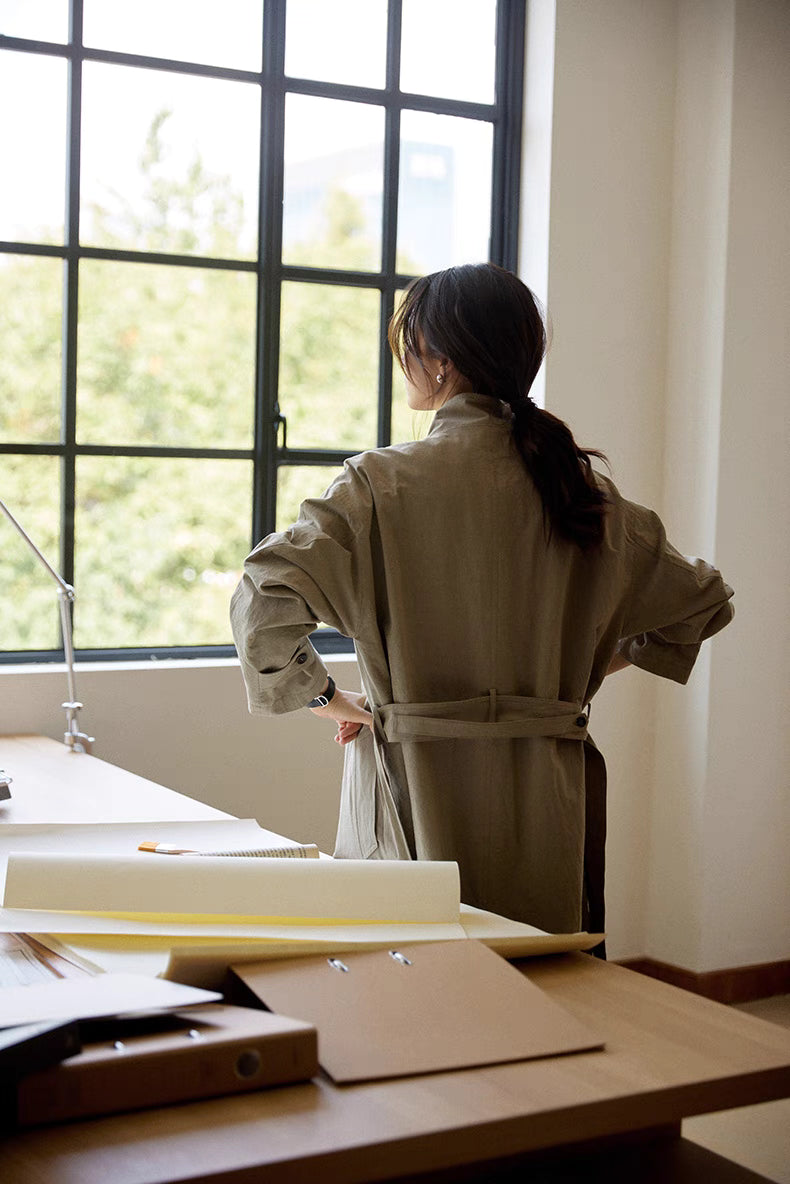 Vintage-Wash Linen Trench