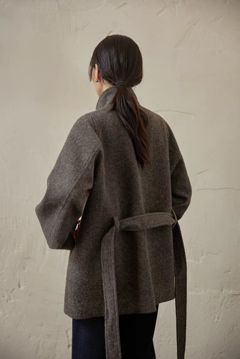 Ashen Wool Belted Jacket