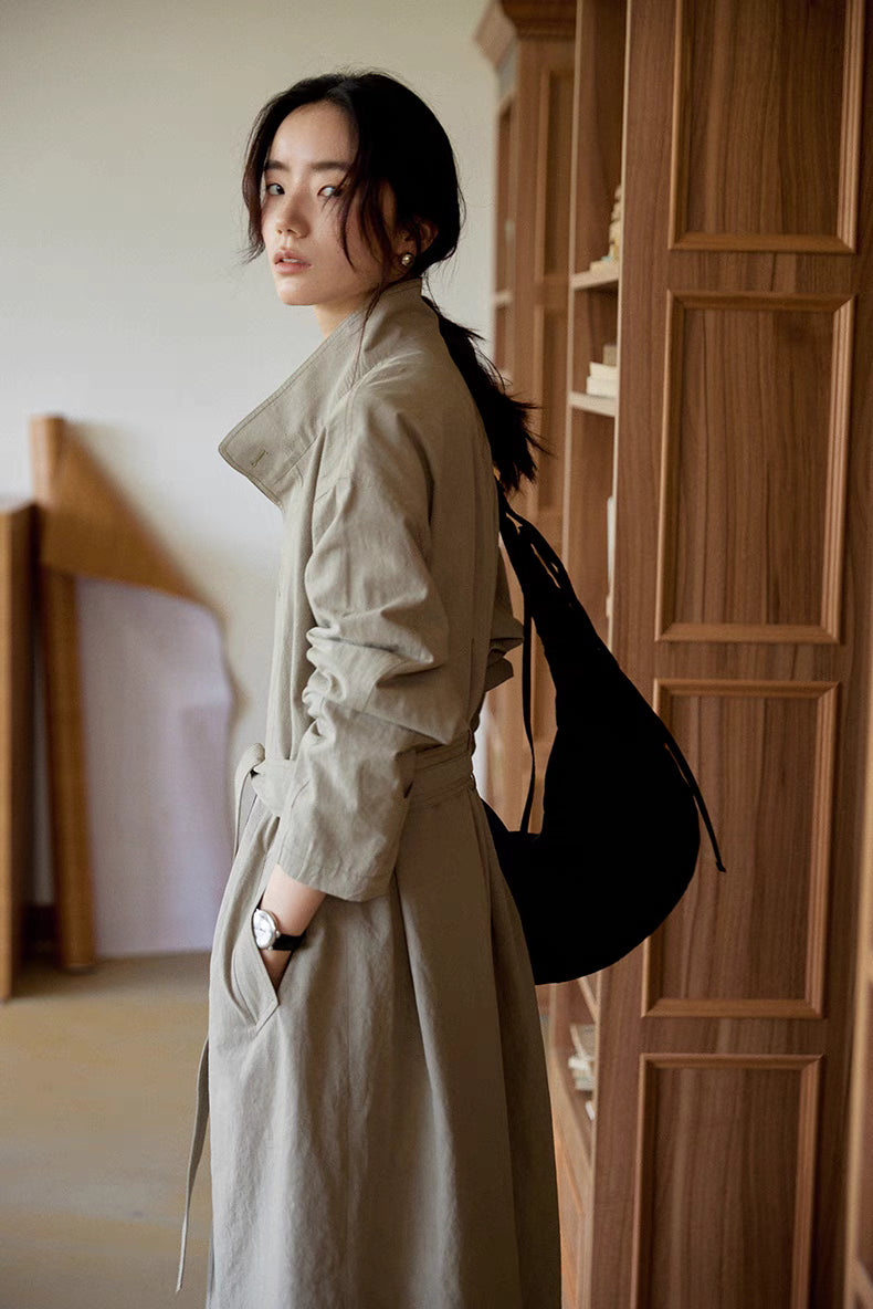 Vintage-Wash Linen Trench