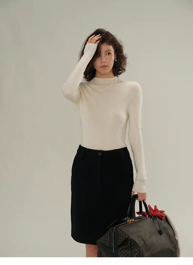 Classic Merino Wool Mock Neck Top