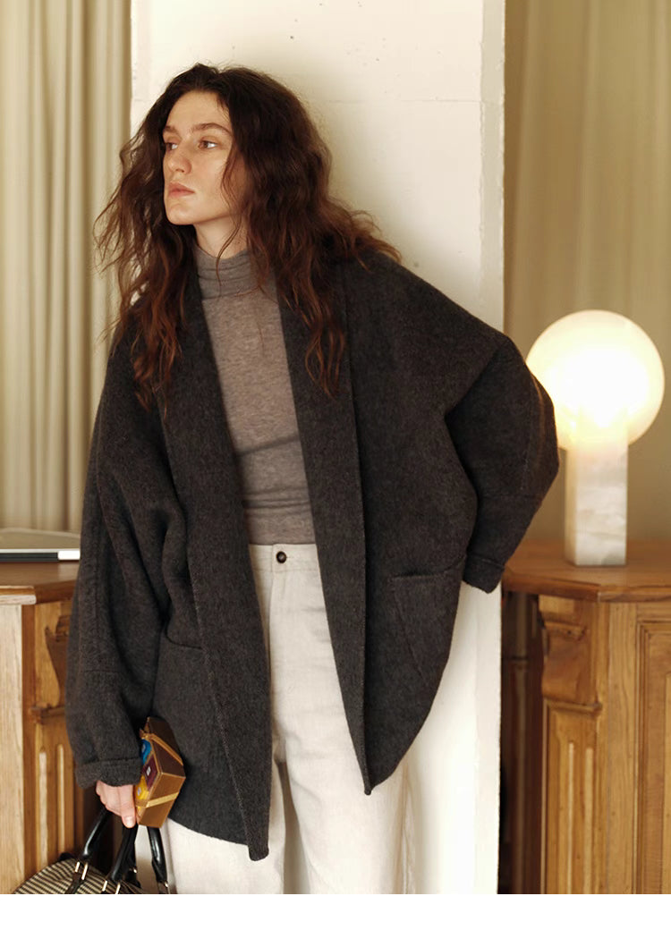 Yak-Wool Blend Wrap Coat