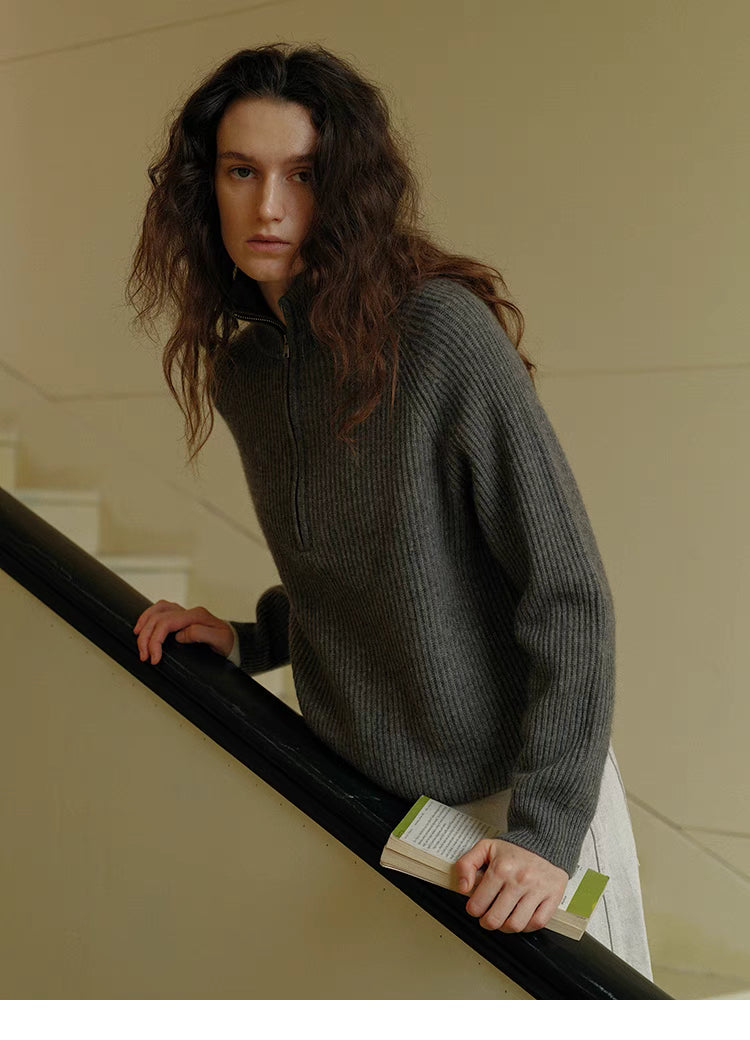 The Retro Ribbed Half-Zip Sweater