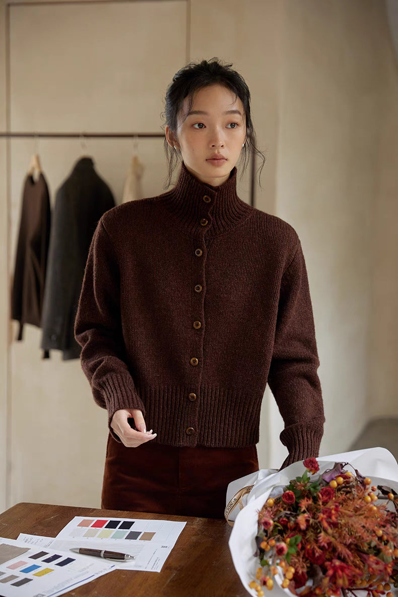 Mongolian Loft Mock-Neck Cardigan