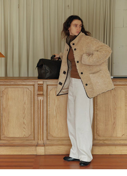 Luxe Contrast Shearling Coat