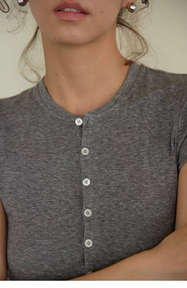 Soft Cotton Henley Top