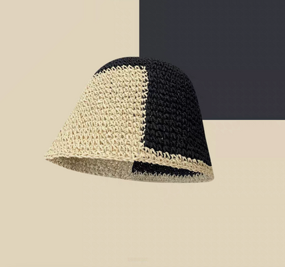 Color-Block Straw Bucket Hat