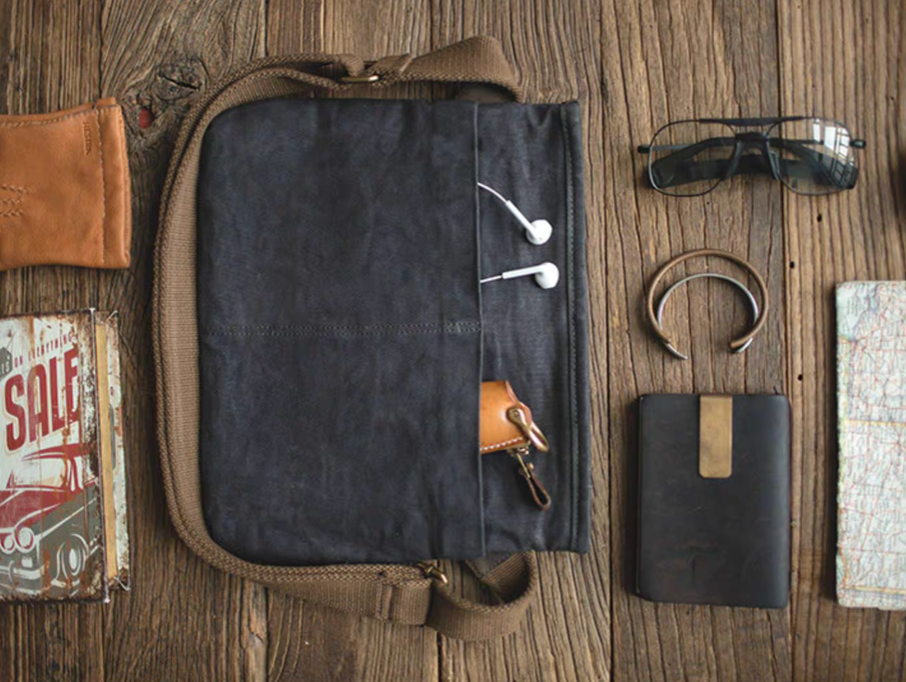 Retro Waxed Canvas Messenger Bag